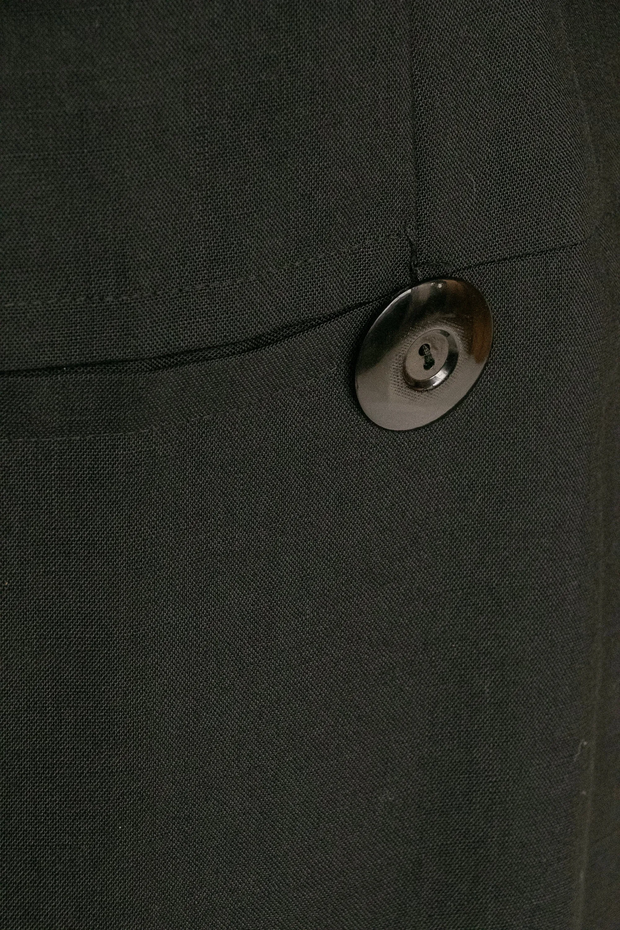 1960s Dress Black Linen Shift S