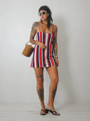 1970's Striped Mini Slip Dress