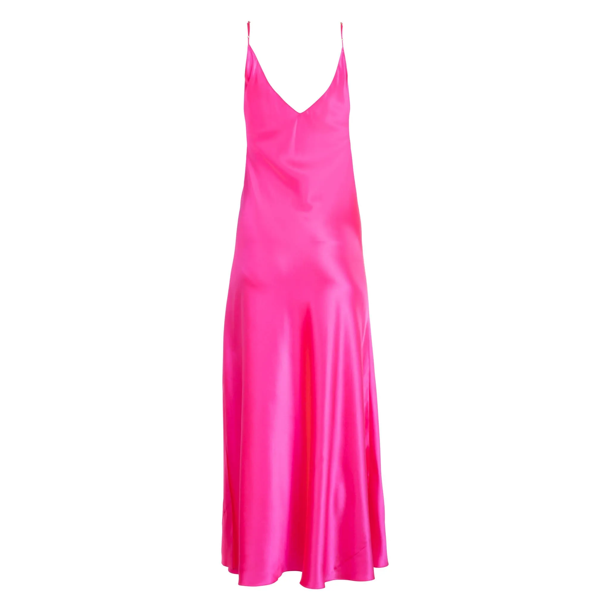 Vibrant Acid Pink Maxi Slip Dress with Adjustable Straps