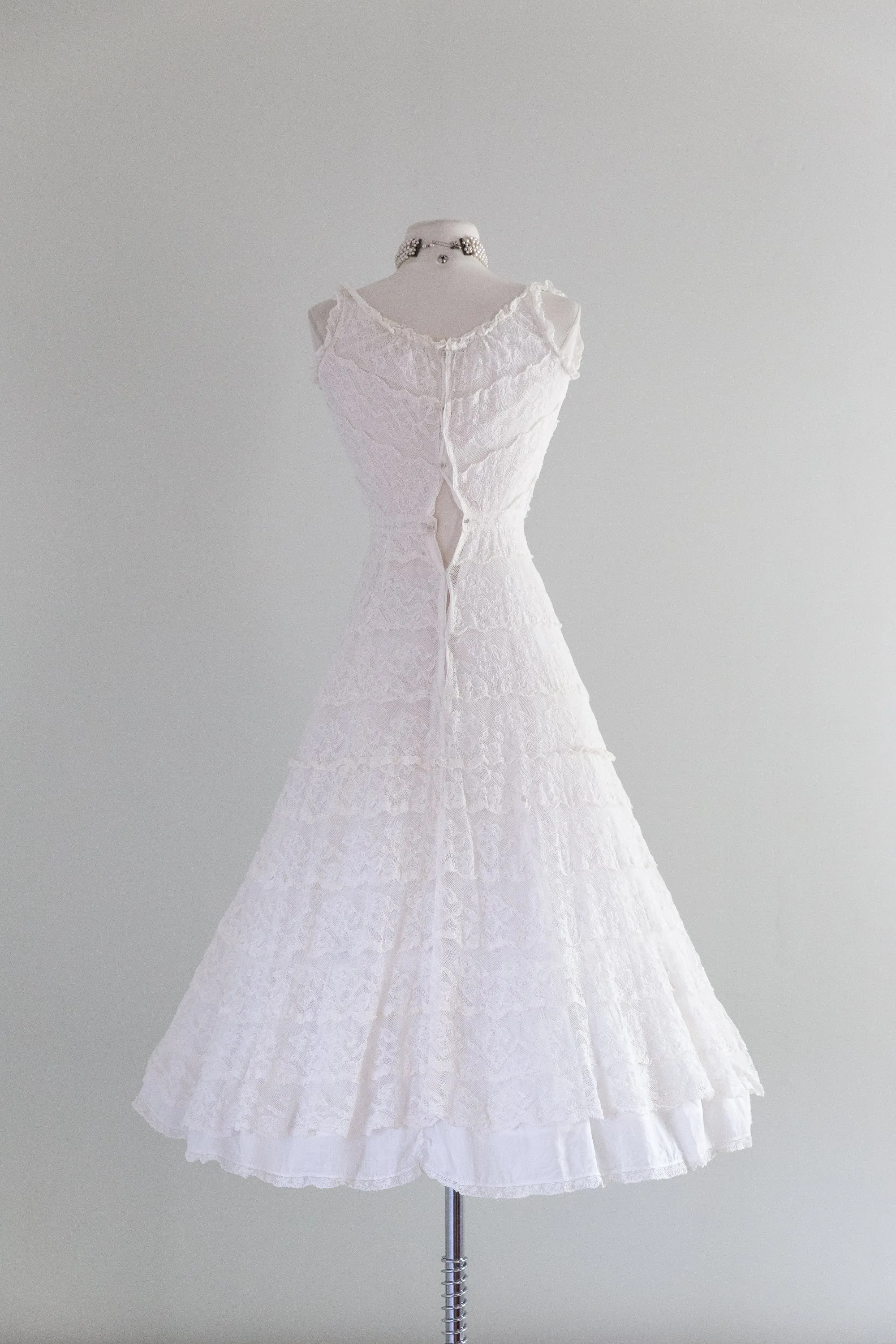 Antique Edwardian Cotton & Lace Slip Dress / XS