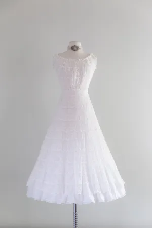 Antique Edwardian Cotton & Lace Slip Dress / XS