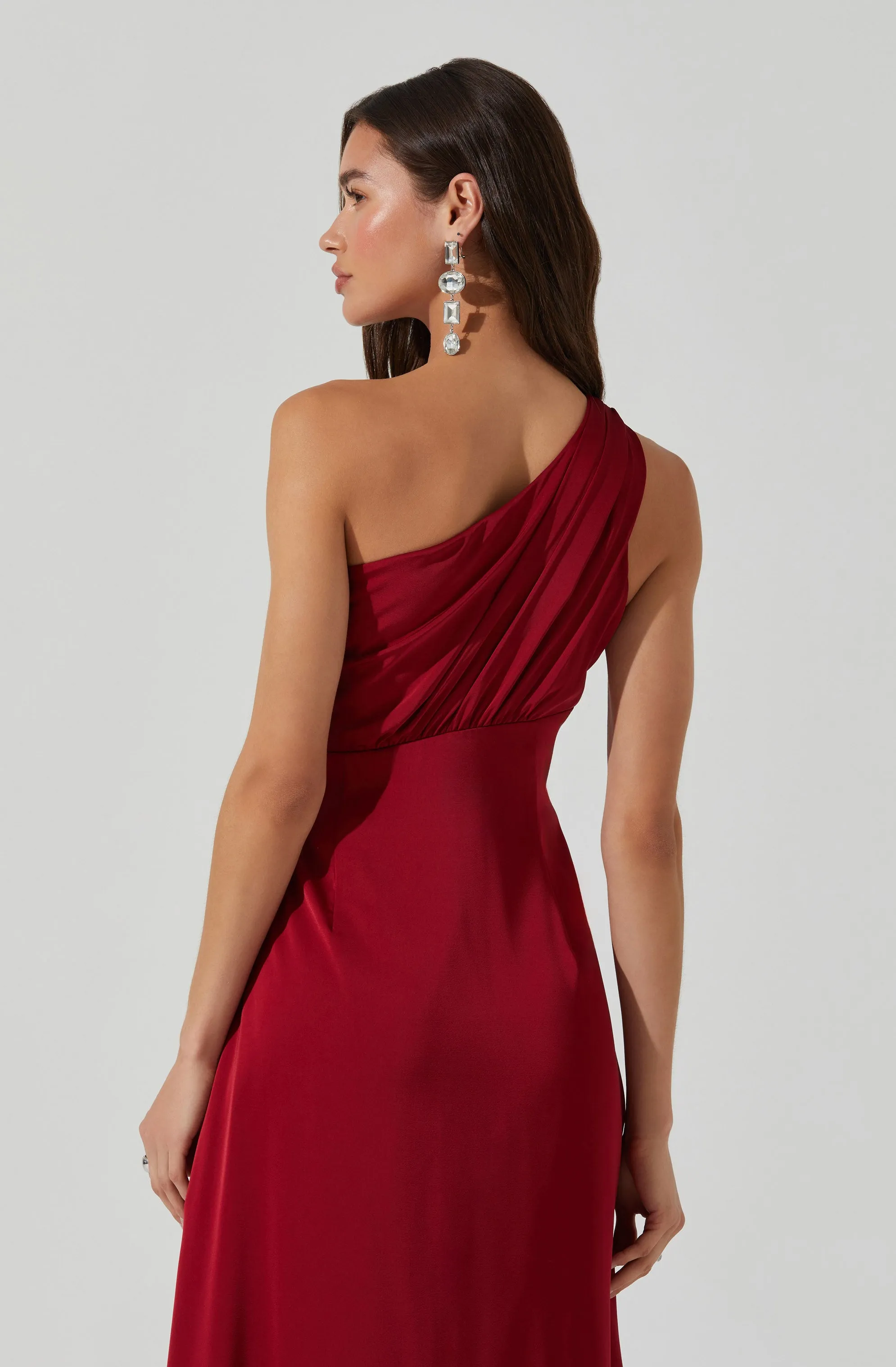 Atoila One Shoulder Satin Maxi Dress