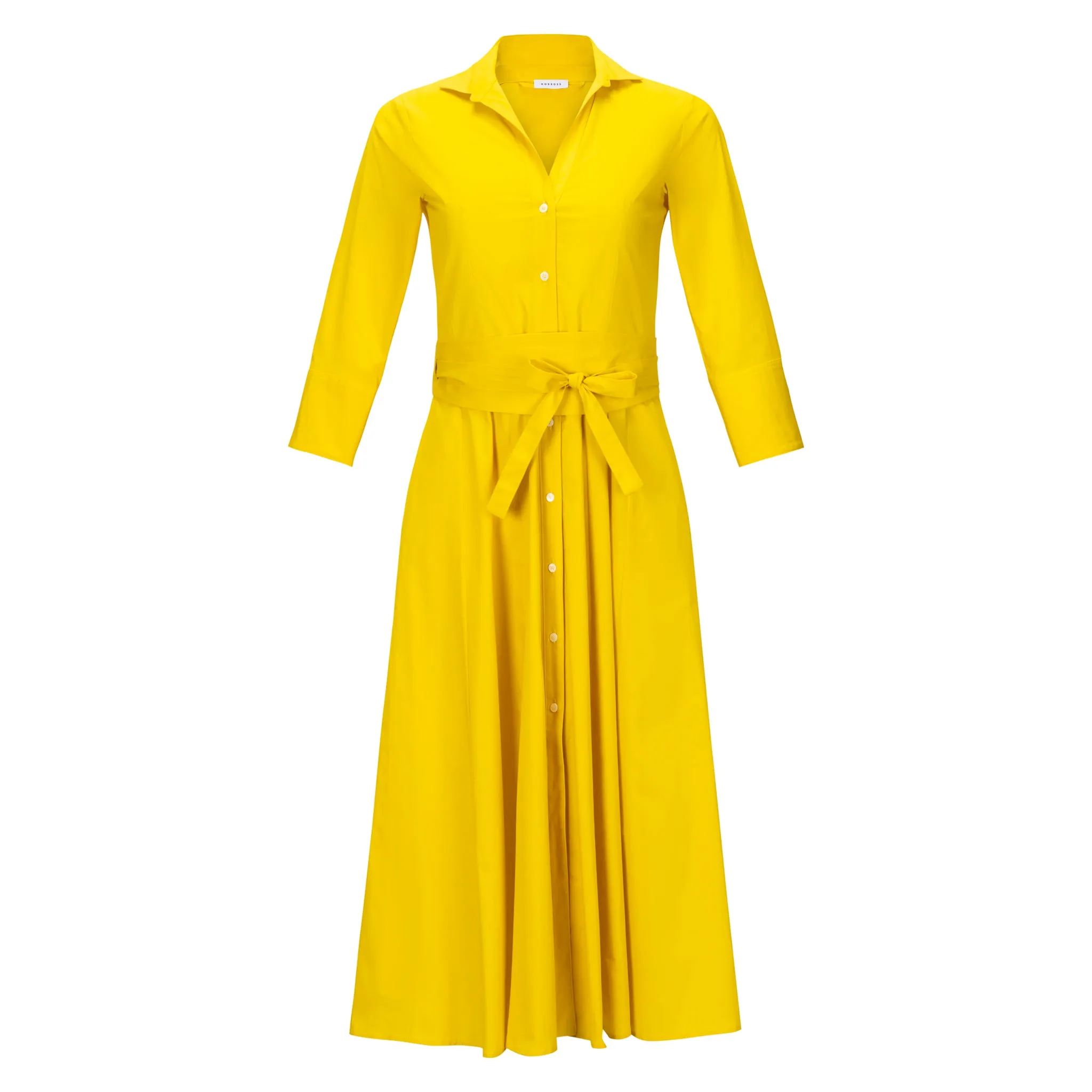Belted Shirt Dress - Yellow