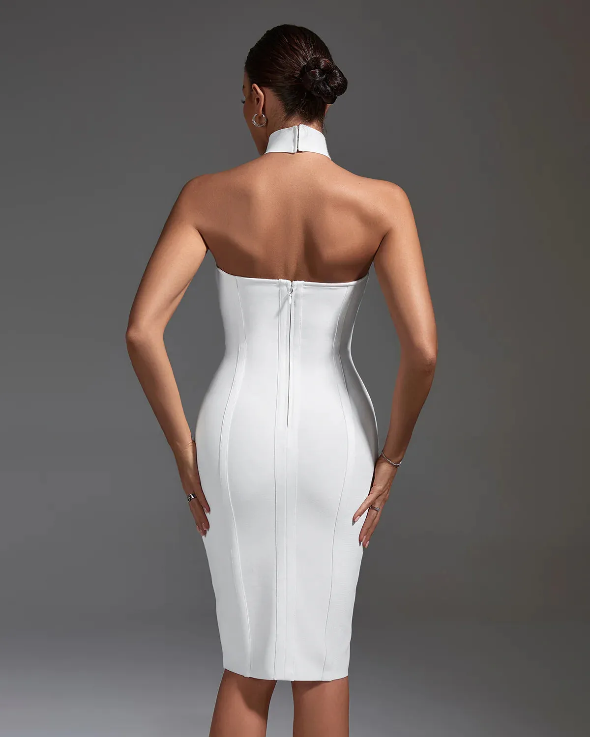 BOSTON White Halter Bandage Dress