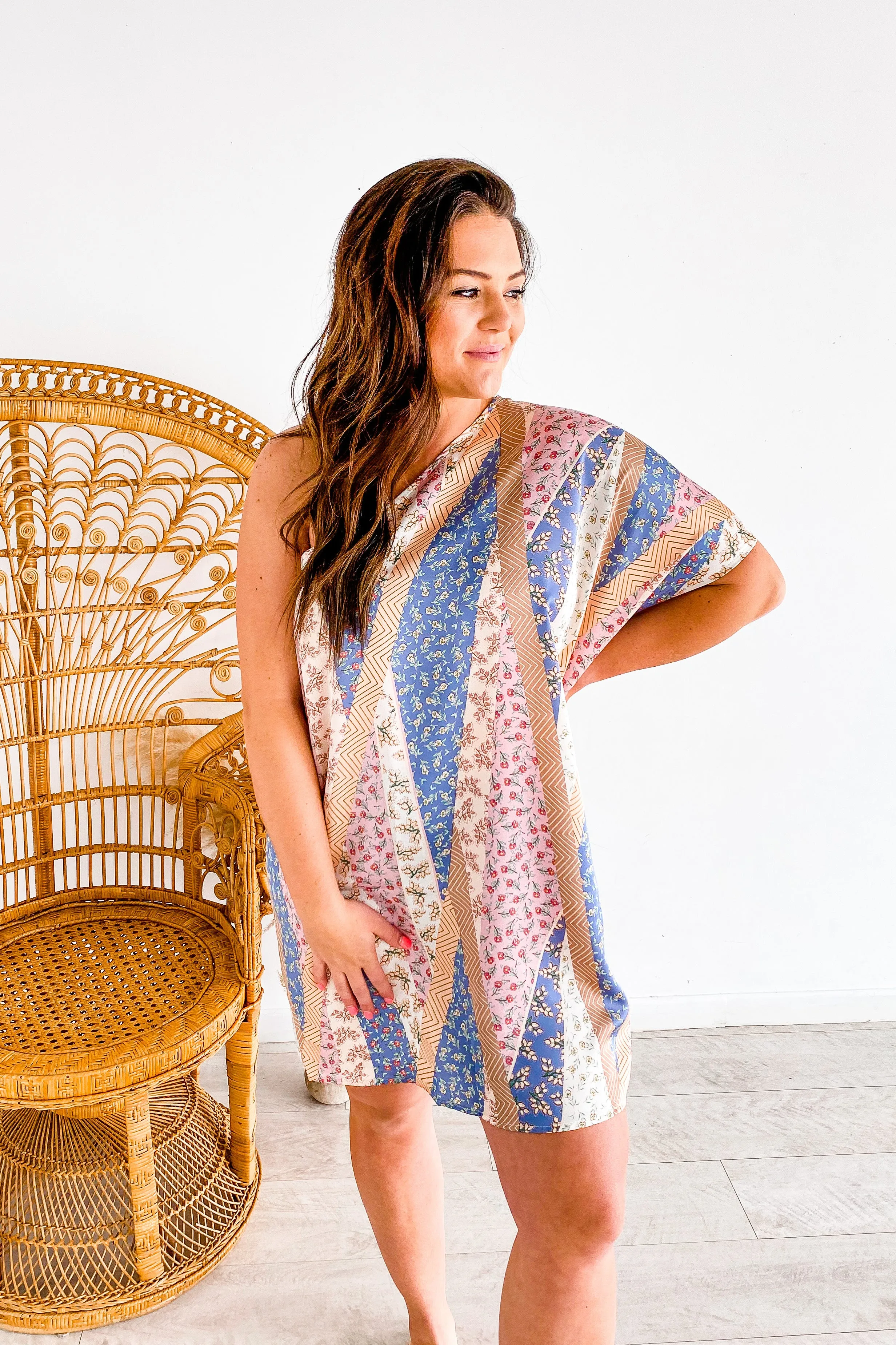 Dancing Queen Multi Print One Shoulder Dress