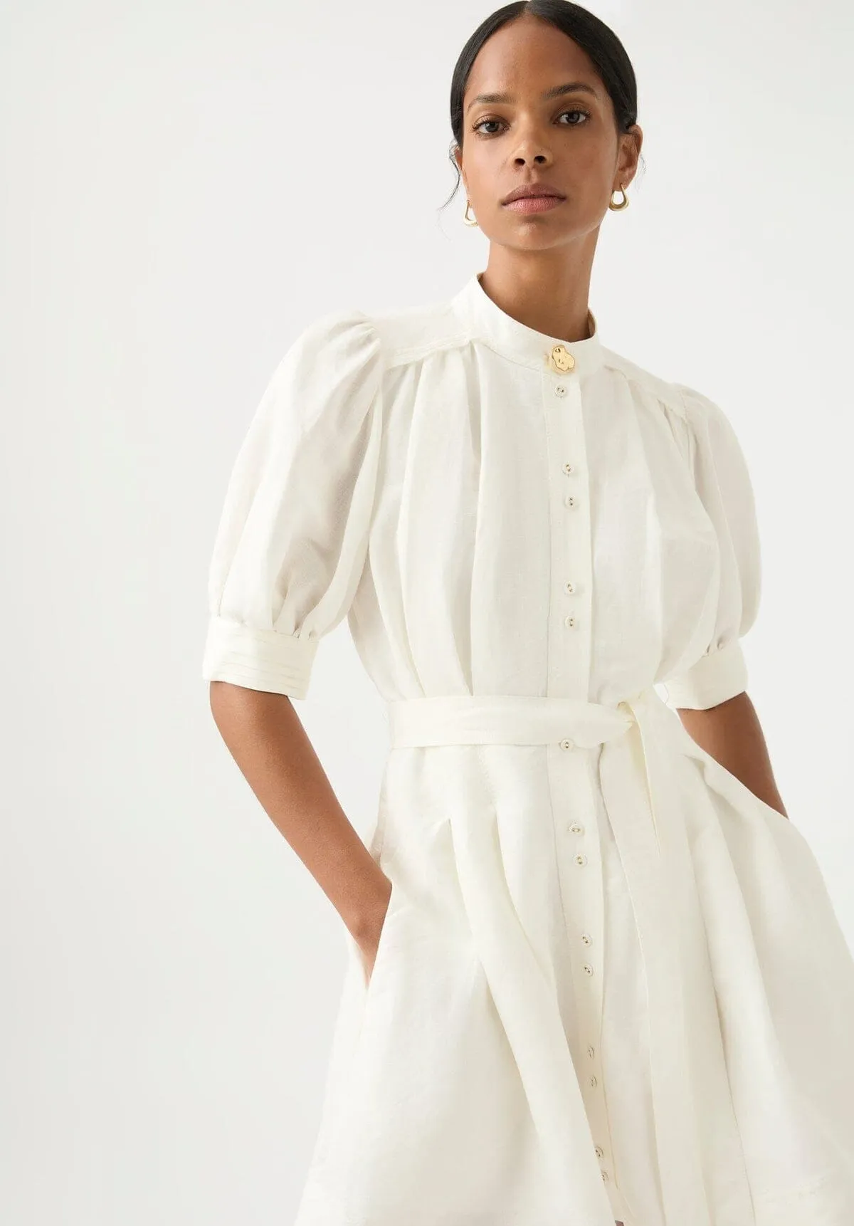 Eden Box Pleat Mini Dress Ivory