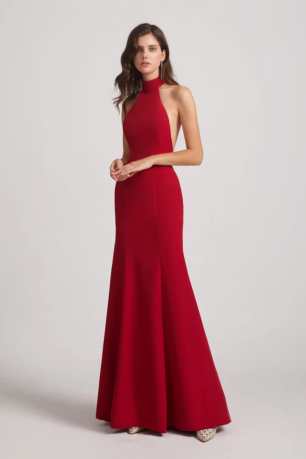 Elegant High Neck Halter Backless Trumpet Gown (Style AF0030)