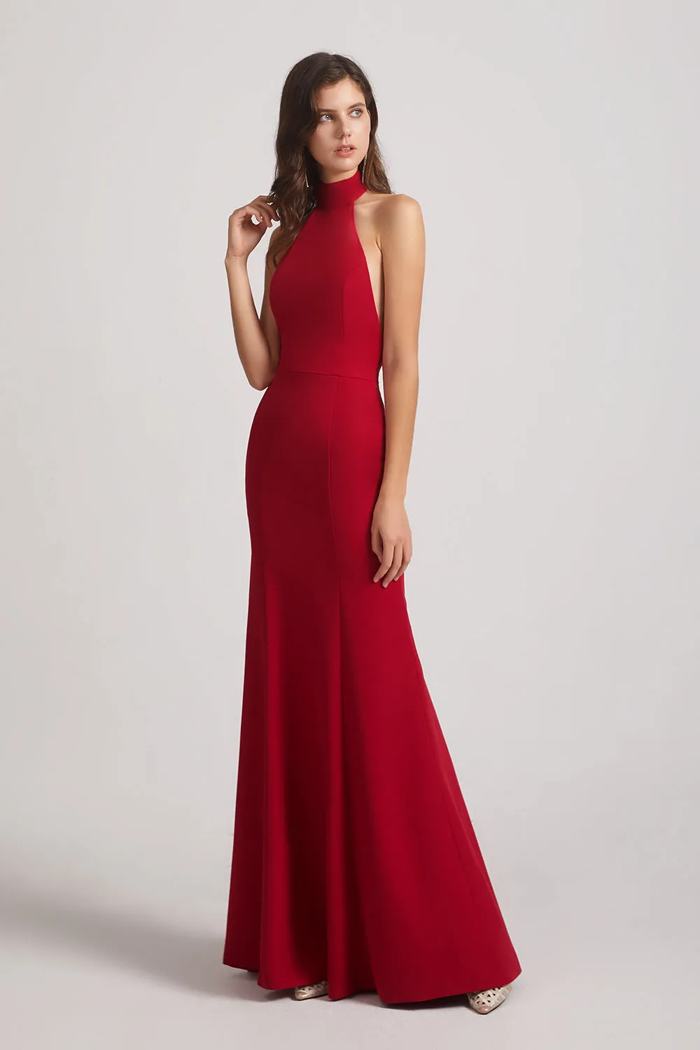 Elegant High Neck Halter Backless Trumpet Gown (Style AF0030)