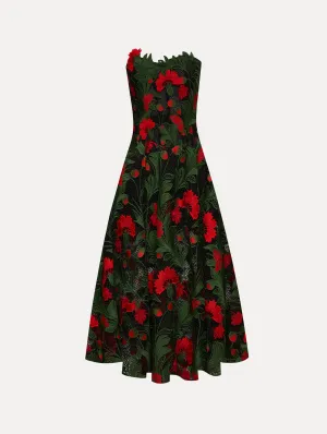 Marbled Carnation Guipure Cocktail Dress