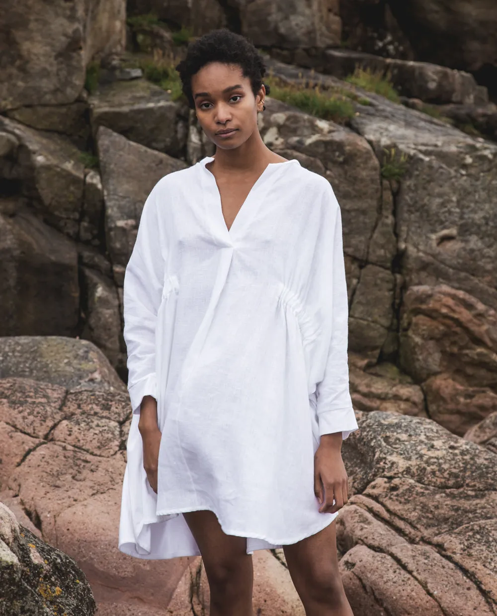 Navaeh-May Organic Cotton & Linen Dress In White