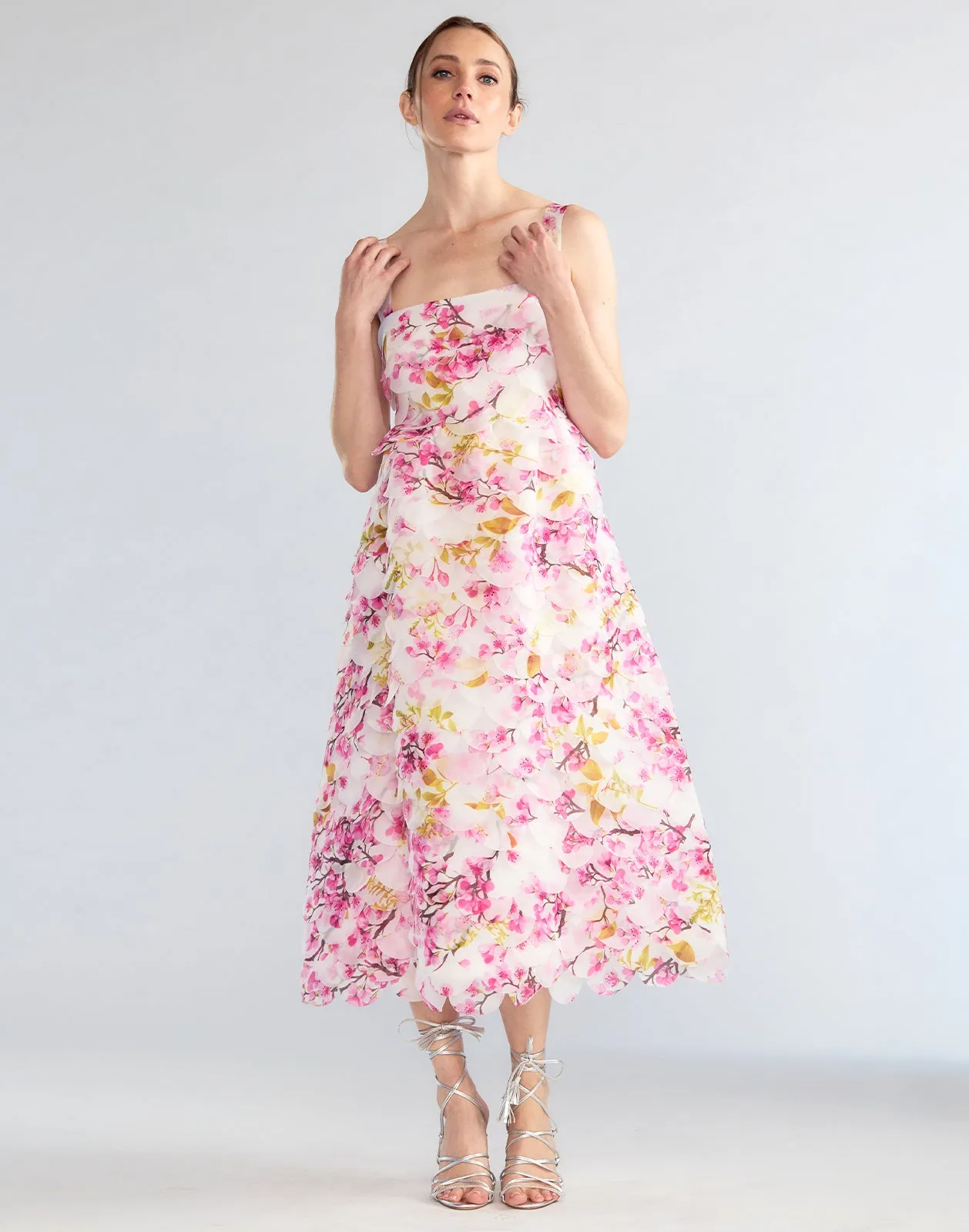 Scalloped Petal Midi Dress