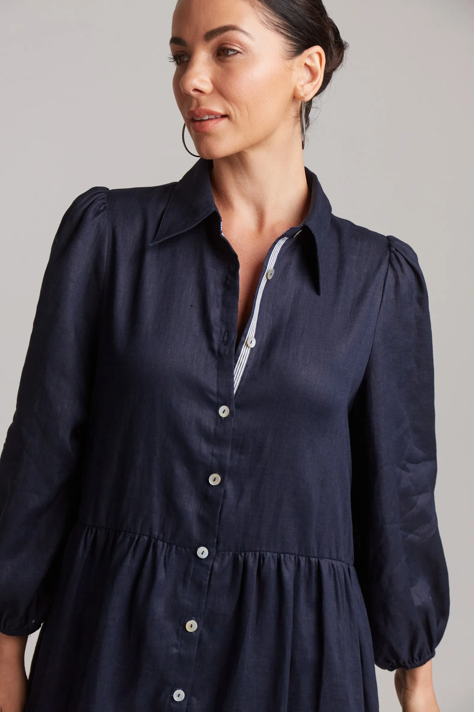 Studio Midi Shirt Dress - Navy
